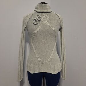Vintage Light Blue Knitted Turtleneck Sweater Size S